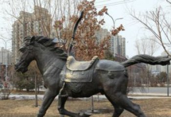 泉州小区动物奔跑的马铜雕