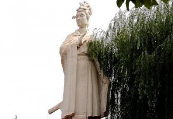 泉州虞姬砂岩石雕-景区园林古代人物著名美女雕像
