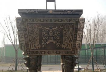 泉州园林广场大型铜方鼎铸铜司母戊鼎景观雕塑