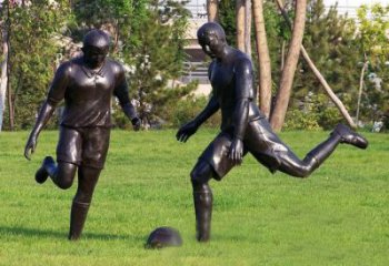 泉州园林踢足球人物铜雕