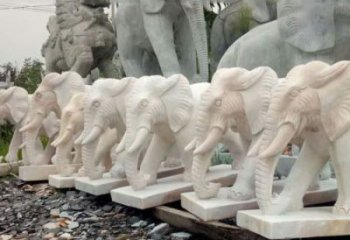 泉州招财晚霞红大象石雕 (3)