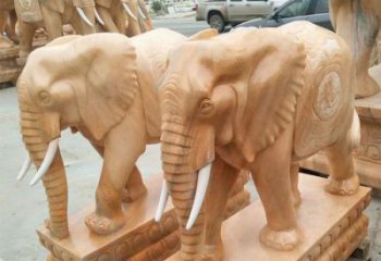 泉州招财晚霞红大象石雕