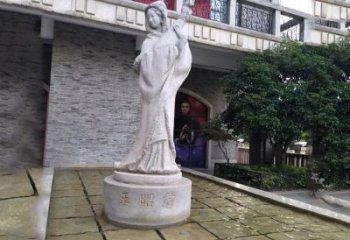 泉州中国历史名人古代美女王昭君弹琵琶石雕像