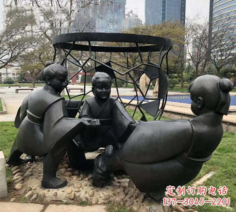 泉州铸铜公园司马光砸缸儿童雕塑