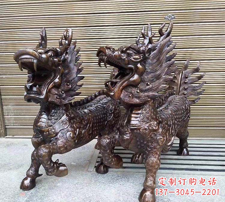 泉州铸铜立式麒麟