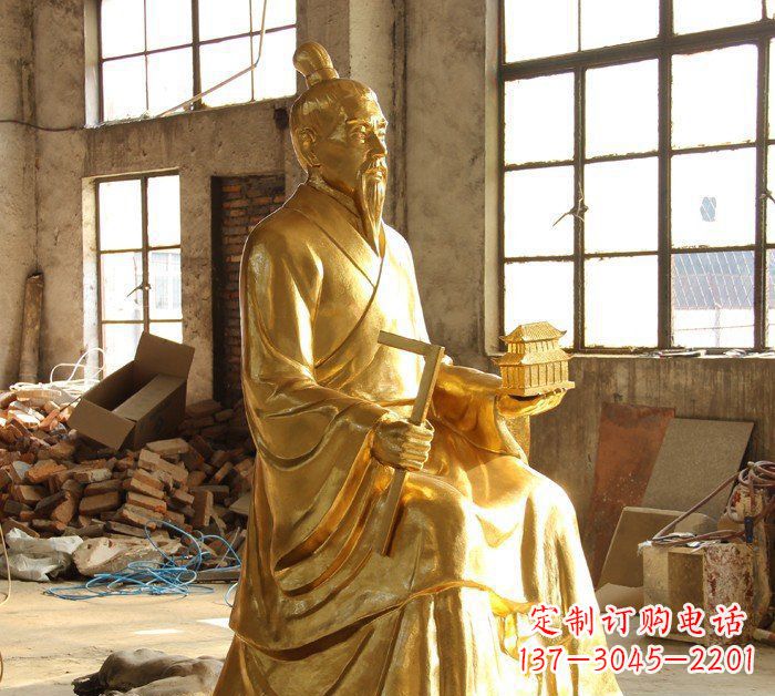 泉州铸铜鲁班古代人物铜雕