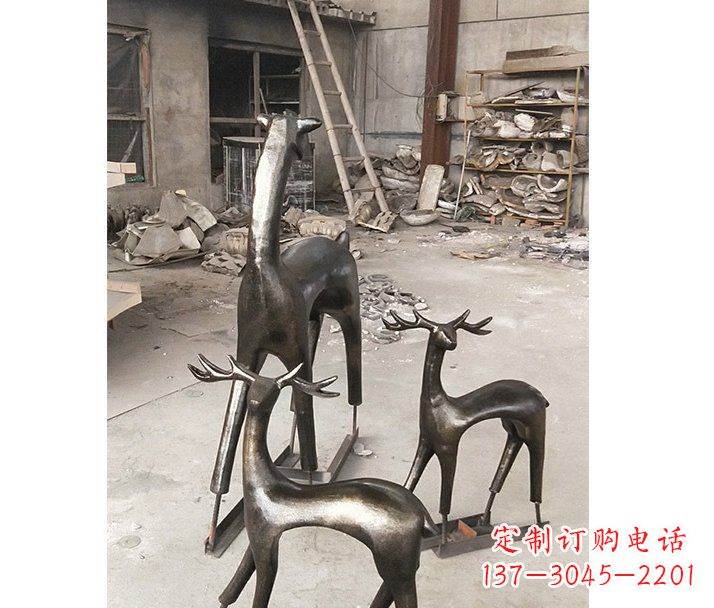 泉州铸铜梅花鹿动物铜雕摆件