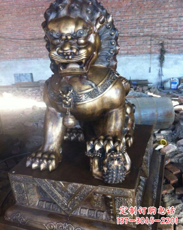 泉州铸铜母子狮子雕塑