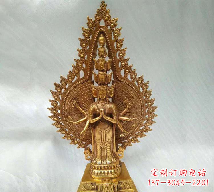 泉州铸铜千手观音寺庙佛像