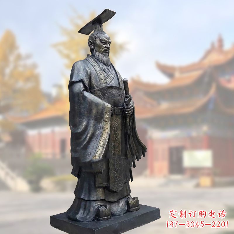 泉州铸铜秦始皇铜雕塑像