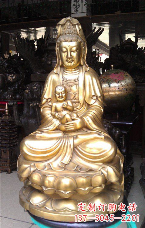 泉州铸铜送子观音雕塑
