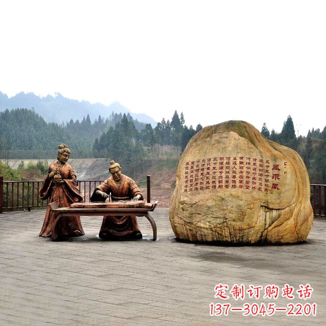 泉州卓文君与司马相如凤求凰公园景观雕塑-历史典故人物情景雕塑
