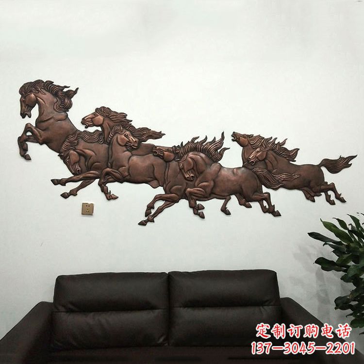 泉州紫铜马儿浮雕装饰画