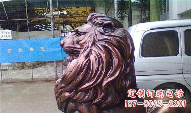 泉州紫铜西洋狮子铜雕 (2)