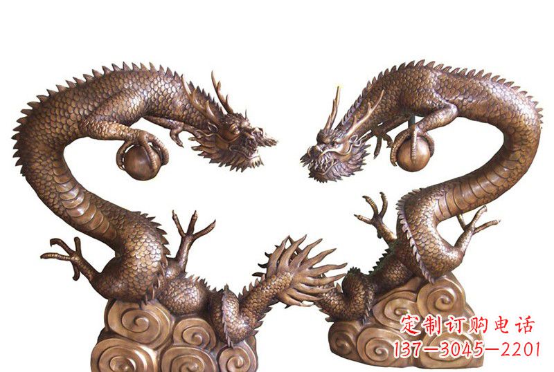 泉州紫铜铸双龙戏珠