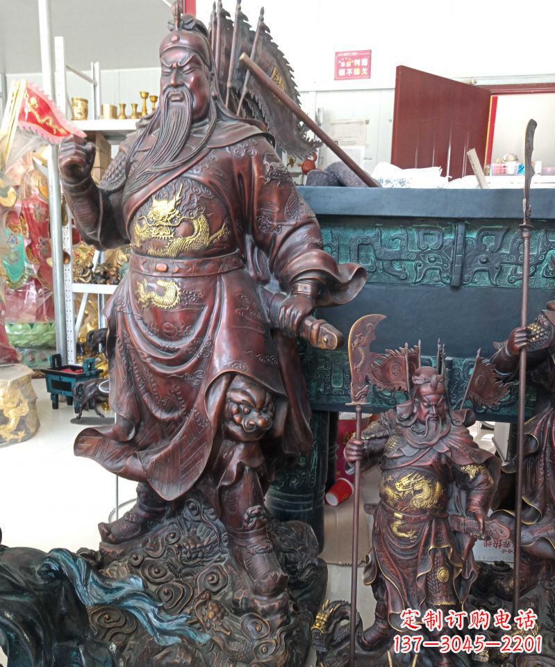 泉州宗教庙宇关公武财神铜雕