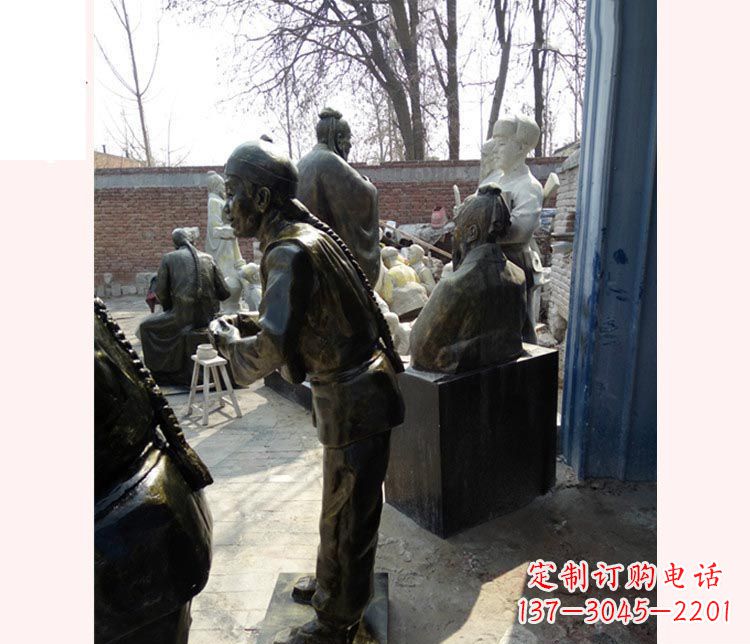 泉州作揖的店小二铜雕