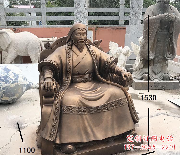 泉州坐式成吉思汗铜雕 (2)