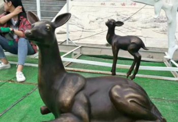 泉州铸铜广场动物鹿雕塑 