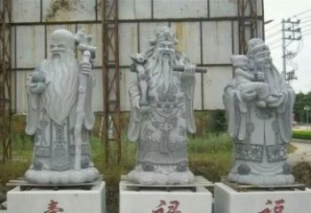 泉州宗教庙宇大理石福禄寿雕塑