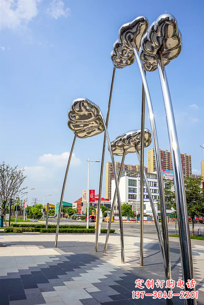 泉州荷叶雕塑-广场不锈钢抽象艺术荷叶雕塑